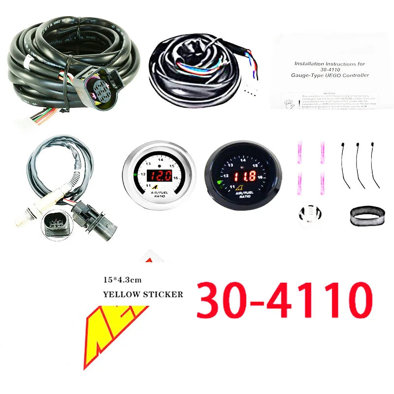 AEM X-Series Wideband O2 Air Fuel Ratio Gauge Kit – LSU 4.9 Oxygen Sensor + 15*4.3cm Decal, Model 30-0300 30-4110
