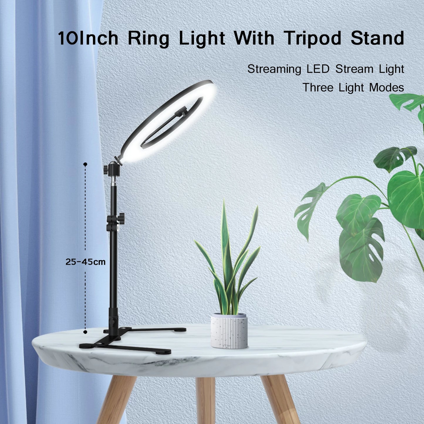 26CM Ring Light Tripod Stand: Photography Lighting for Phone, LED Selfie Ringlight with Remote - Ideal for Video, YouTube, and Live Cooking