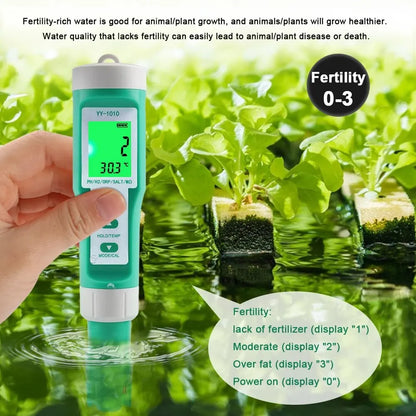 Yieryi TDS, EC, PH, Salinity & ORP Meter - H2, S.G, TEMP Water Quality Monitor for Pools & Aquariums