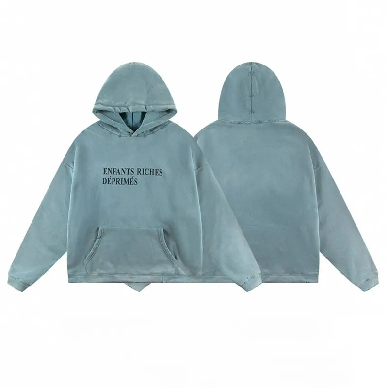 2025SS Ripped E.R.D. Hoodie – Men & Women Slogan Print Short Wide Sweatshirt