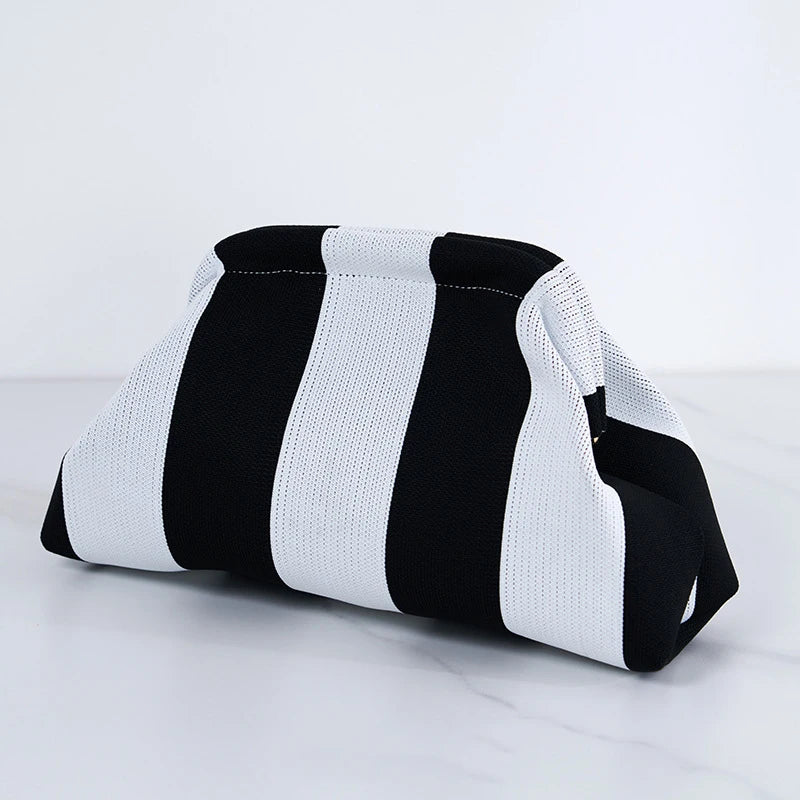 Summer Woven Crochet Clutch Bag – Women’s Cute Ruched Cloud Handbag, Casual Colorblock Purse