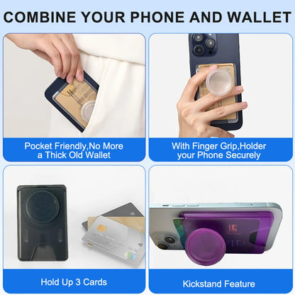 MagSafe Wallet & Magnetic Phone Card Grip Holder – 2-in-1 Stand for iPhone 15 Pro Max, 14, 13 – Compatible with Samsung & Xiaomi