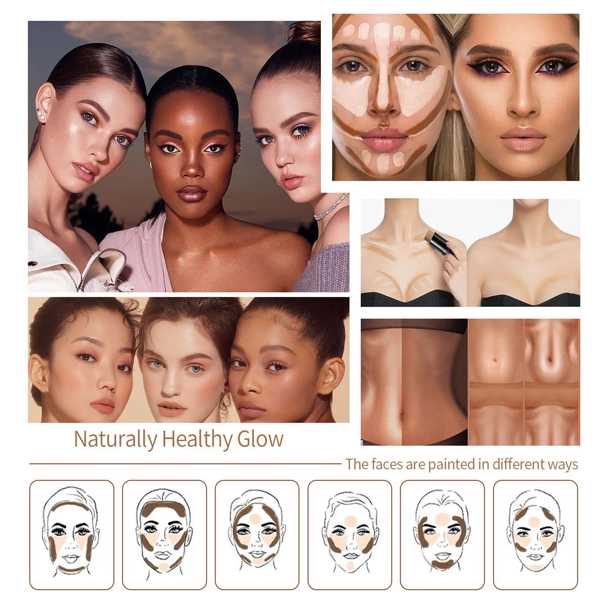 Multifunctional Highlight & Contour Stick – Concealer, Face Brightening, Blush & Sculpting Makeup