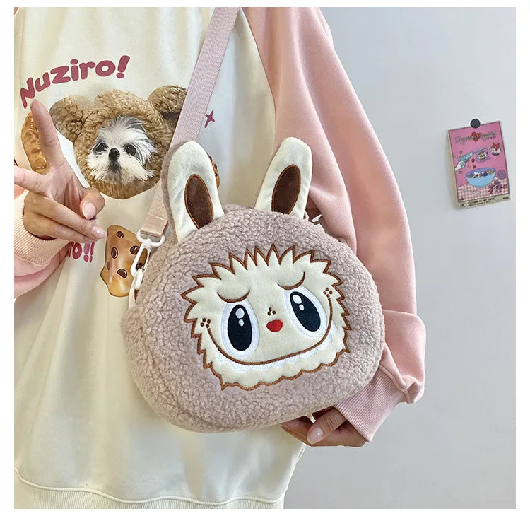Labu Cartoon Crossbody Plush Bag – Kids Backpack & Shoulder Bag Doll Change Purse, Perfect Gift for Girls