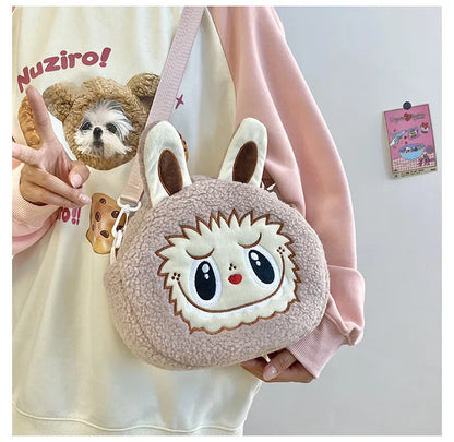 Labu Cartoon Crossbody Plush Bag – Kids Backpack & Shoulder Bag Doll Change Purse, Perfect Gift for Girls