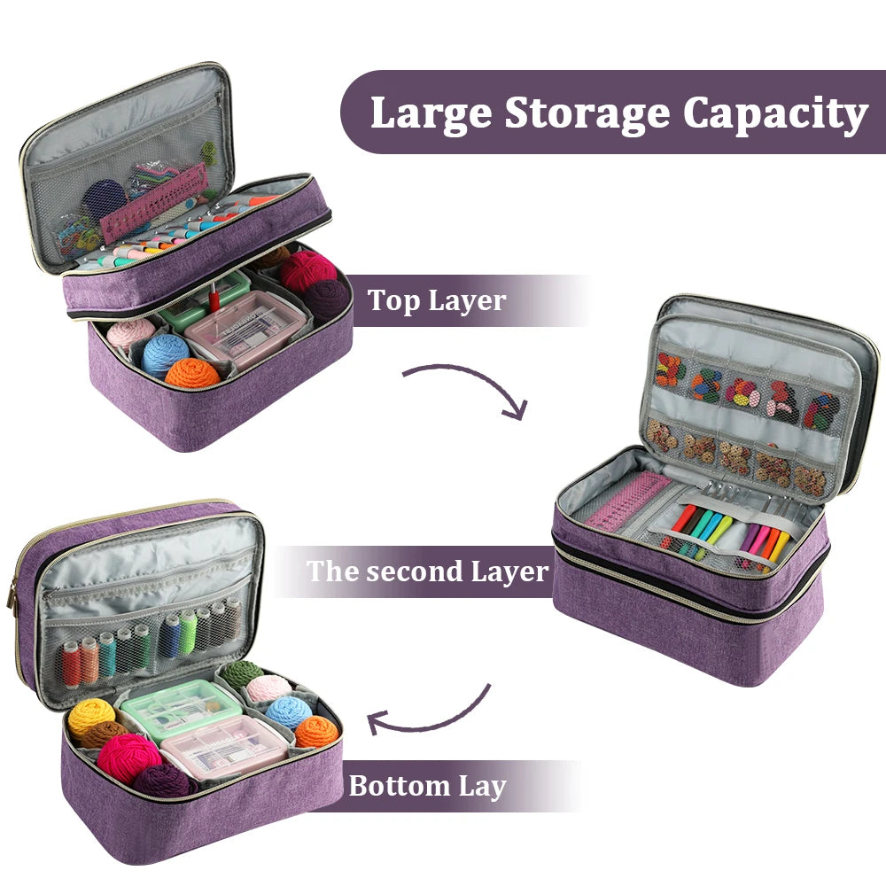 Double-Layer Sewing Supplies Storage Bag – Large Needlework & Craft Tools Organizer