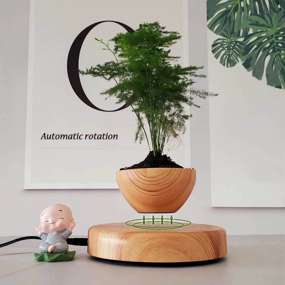 Levitating Air Bonsai Pot – Magnetic Floating Rotating Planter for Home Décor (Without Plants)