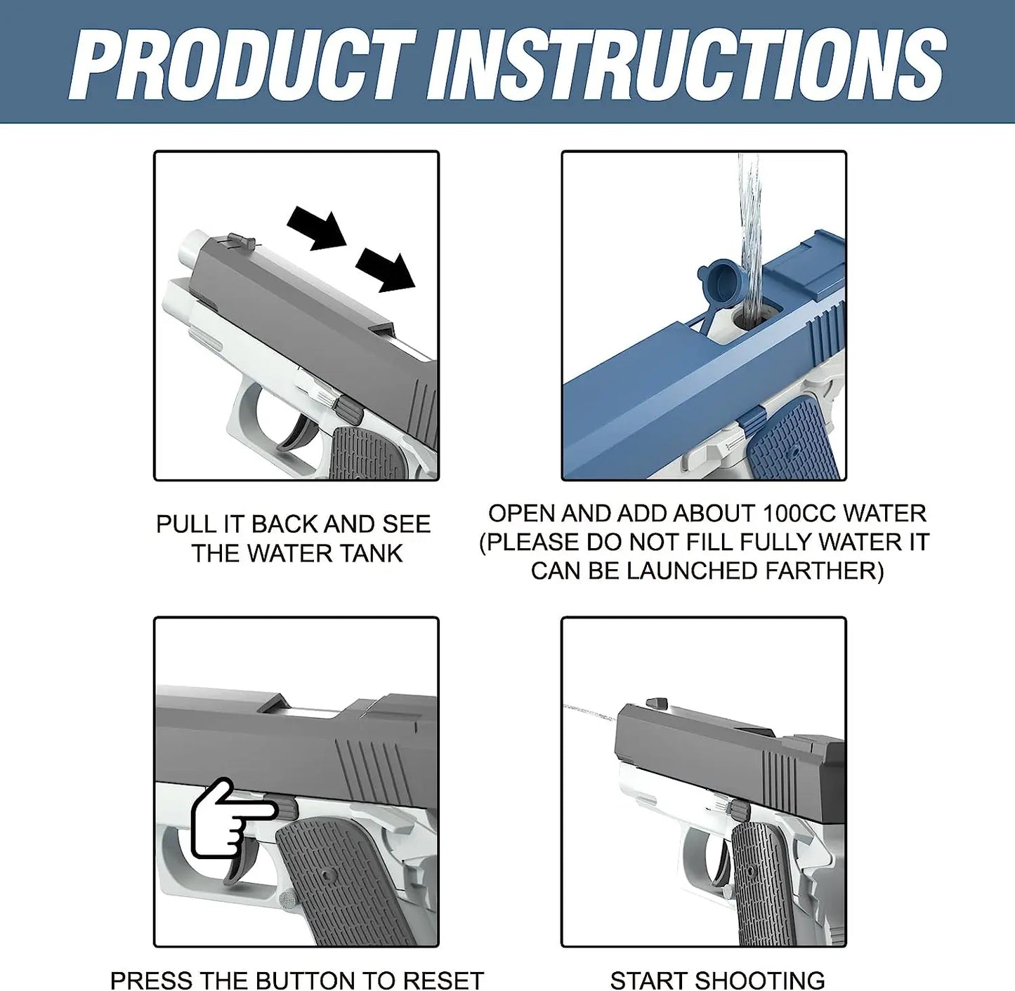 Manual Water Gun – Automatic Reboring Squirt Blaster for Summer Pool ...