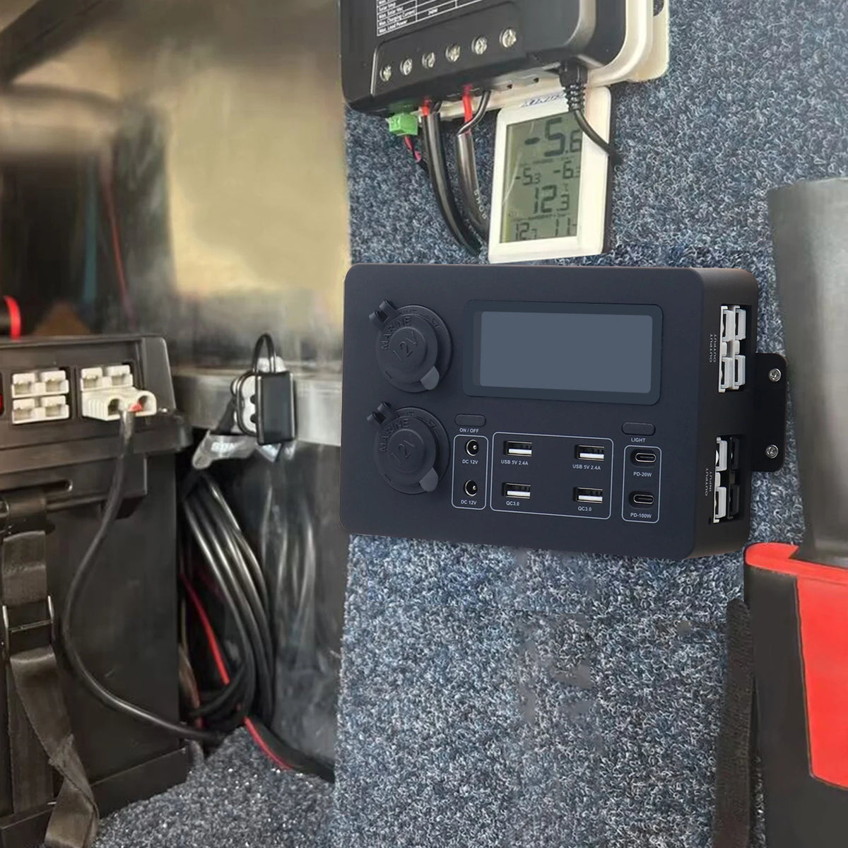 Mini Power Box 12V 100W | LCD Display, LED Lights, USB-C & QC3.0 Ports ...