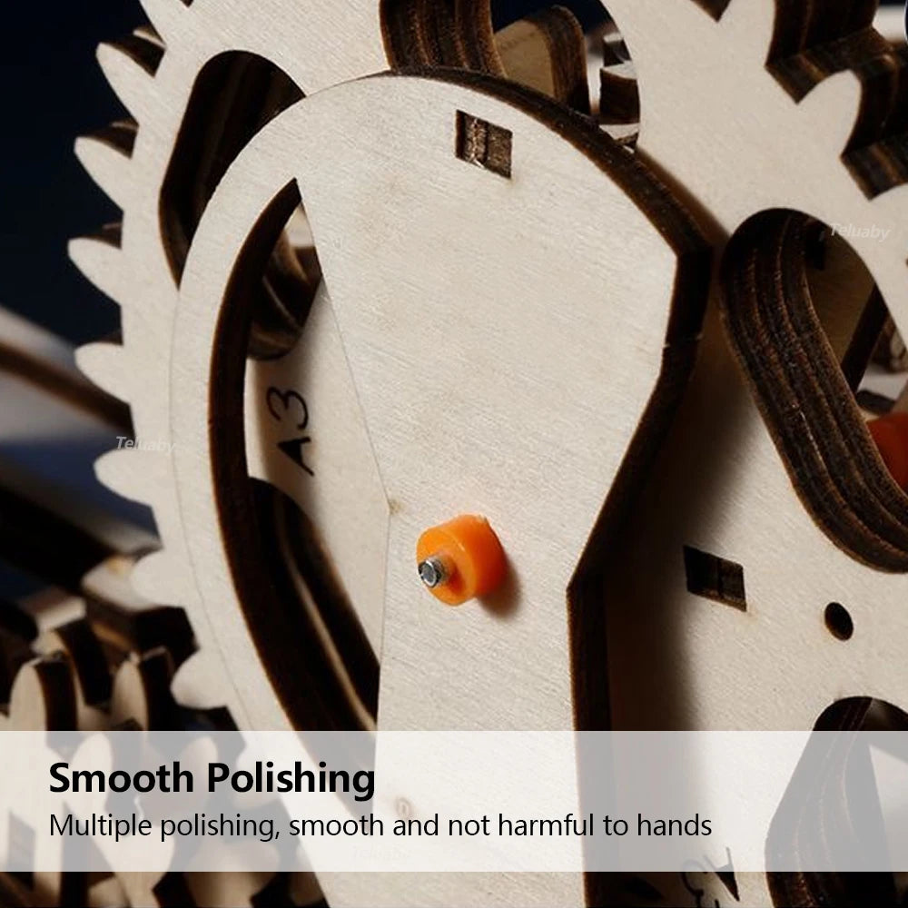 3D Wooden Puzzle DIY Mechanical Model Kit – Marble Run Set with 4 Balls, Assemble Toys for Adults & Kids, Unique Gifts