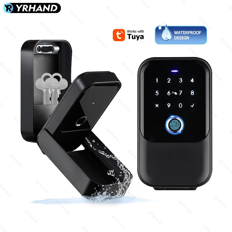 YRHAND TTlock Smart Password Fingerprint Lock Box – Digital Card & Tuya-Compatible Portable IP66 Security for Smart Homes