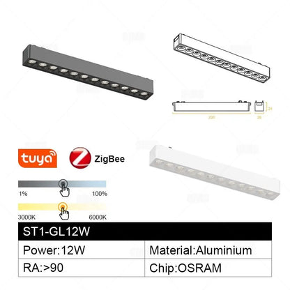Smart Home Tuya Dimming 6mm Ultra-Thin Ceiling Mount Magnetic Track Light, 48V Slim Surface Mounted Linear Light