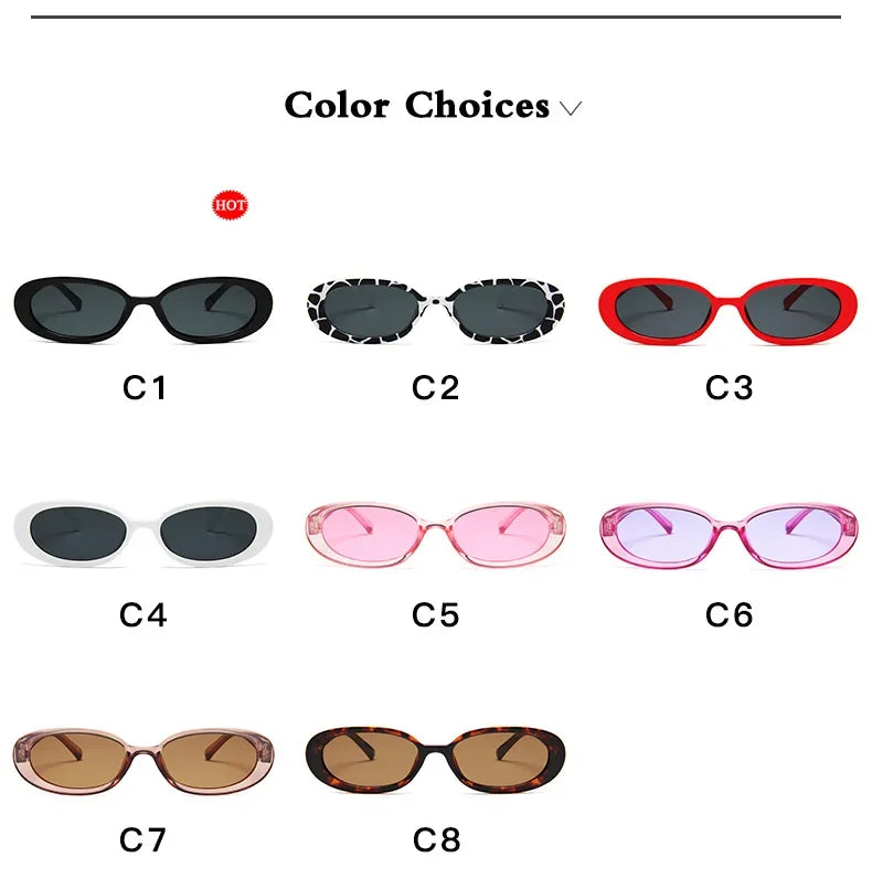 Vintage Small Oval Sunglasses for Women – Luxury Brand Designer Retro Black & Red UV400 Eyewear