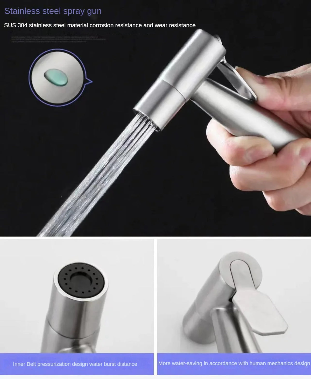 304 Stainless Steel Toilet Spray Gun Set – High Pressure Bathroom Douc ...