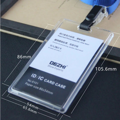 Transparent Acrylic ID Card Holder Keychain - Plastic Business Badge Holder with Lanyard and Clip Organizer for Office Supplies