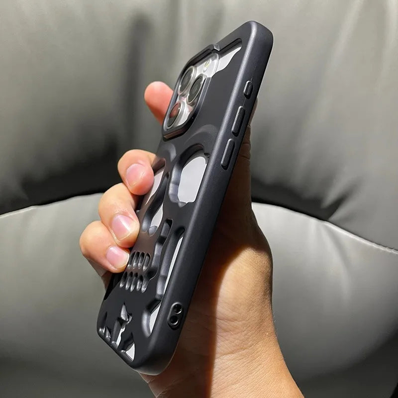 Cool Hollow Skull Ghostface Plating iPhone Case – Heat Dissipation Slim Cover for iPhone 14-17 Pro Max