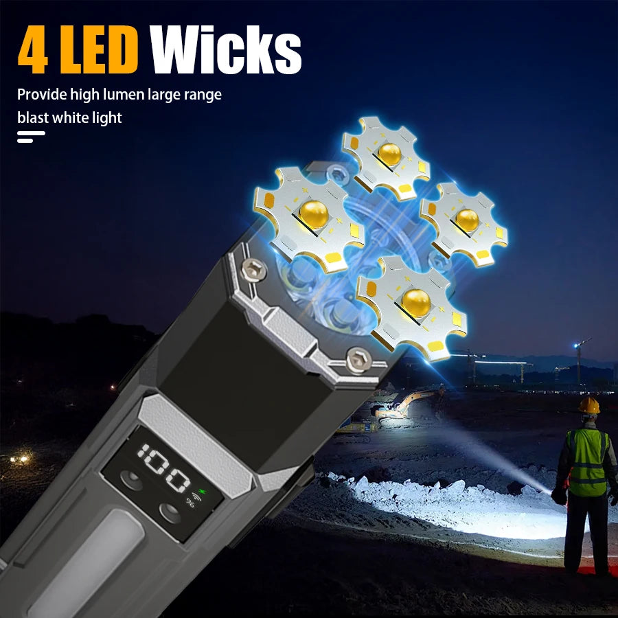 High-Power LED EDC Flashlight – Rechargeable Pocket Torch with RGB, Magnet & Clip for Camping & Fishing
