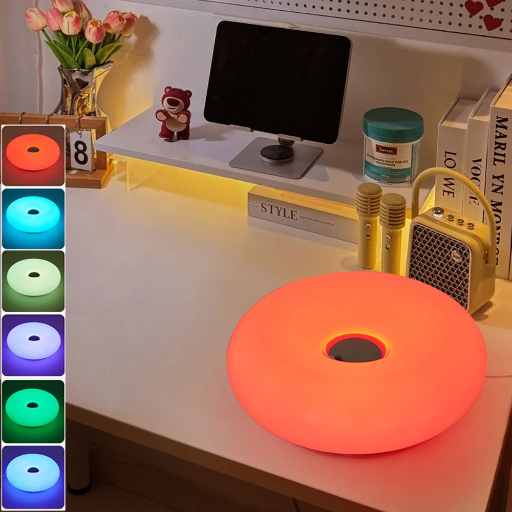Bauhaus USB Table Lamp - Donut-Shaped Ambient Light for Bedroom, Living Room, & Dining Room Decoration