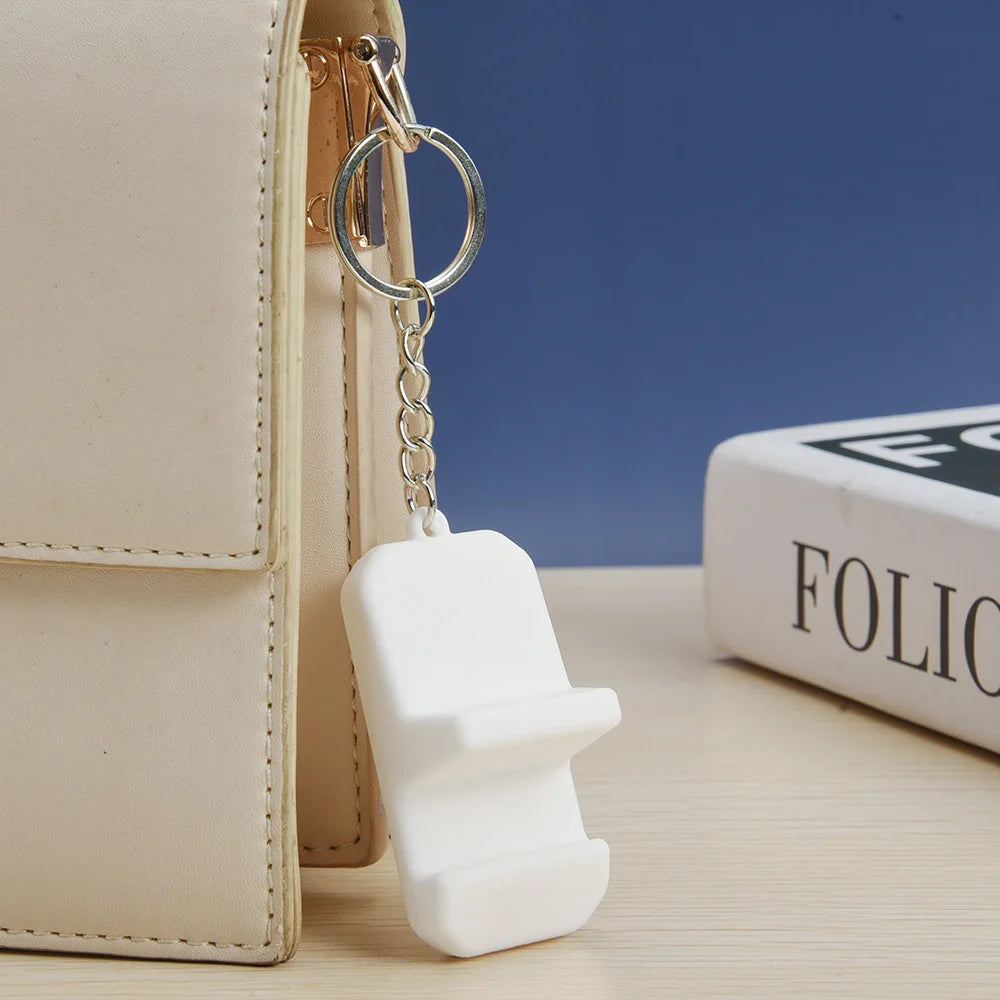 Portable Keychain Mobile Phone Holder: Creative Keyring Stand for iPhone & Samsung - Lightweight Mini Desk Support