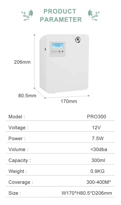 Waterless Fragrance Diffuser – 300ml WIFI-Controlled Air Freshener with Timer | Smell Distributor for Home & Hotel