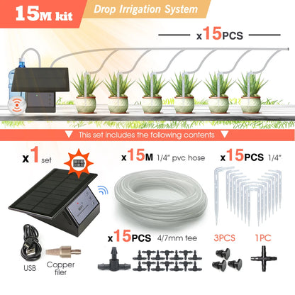 Tuya WiFi Solar Smart Drip Irrigation System — Remote Control Watering Kit for Garden & Balcony Plants