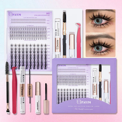 DIY Lash Extension Kit – Mix Styles Lash Clusters, Individual Lashes, Bond & Seal, Remover, Tweezers & Lash Brush for Easy Self-Application Makeup