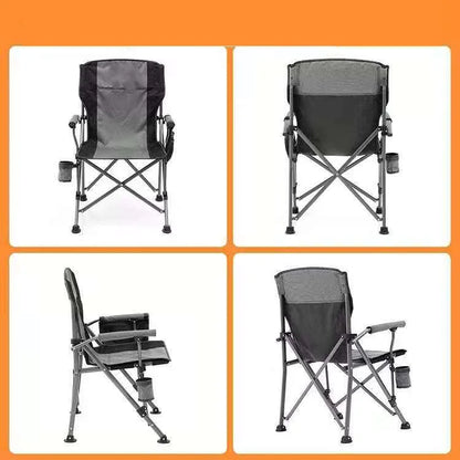 Outdoor Folding Fishing Chair – Large Camping Chair with Backrest, Armrests & Cup Holder