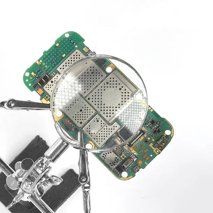Soldering Iron Stand with Magnifying Glass - Third Hand Clamp & Desktop Repair Tool for Welding
