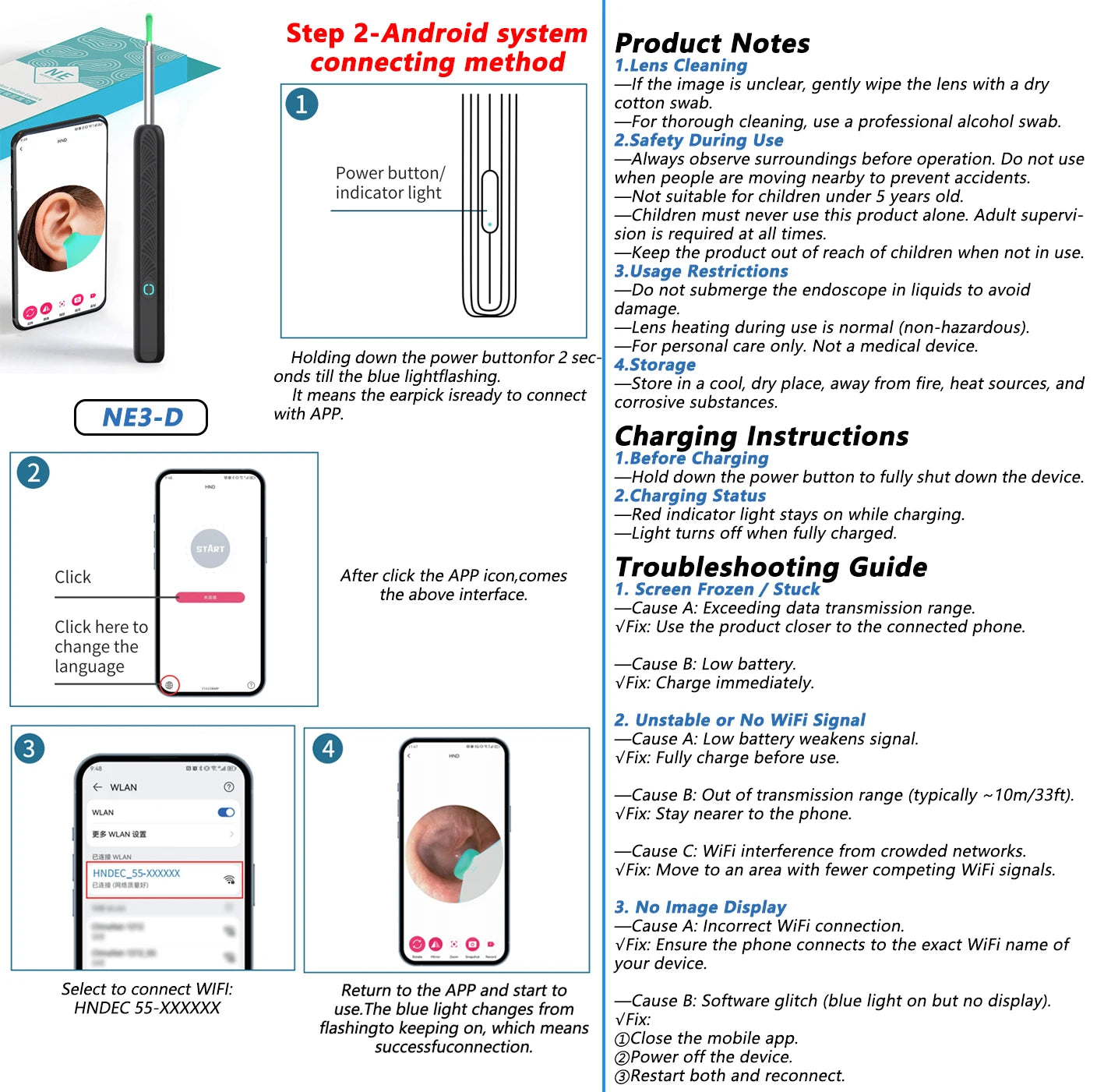 Visual Ear Wax Cleaner with Camera – Safe Luminous Otoscope Endoscope for Ear Cleaning & Ear Care