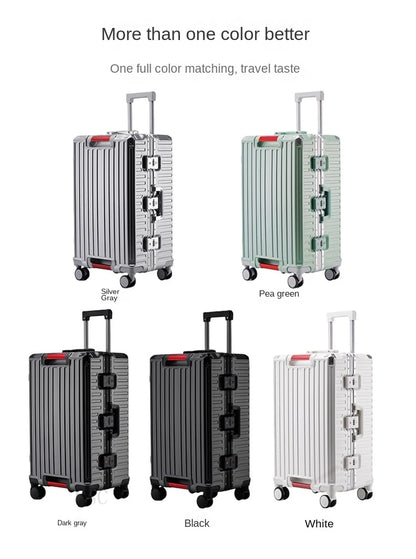 30-Inch Five-Wheel Aluminum Frame Suitcase — Multifunctional Cabin Luggage with Password Lock, USB Port & Cup Holder