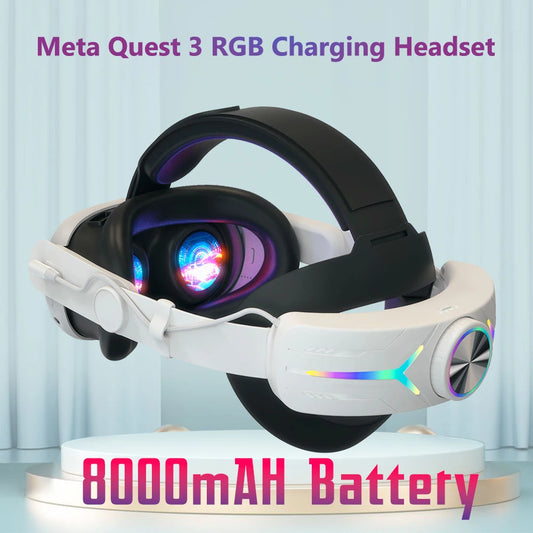 8000mAh Battery Head Strap for Meta Oculus Quest 3/3S – Charging Headset VR RGB Elite Accessories