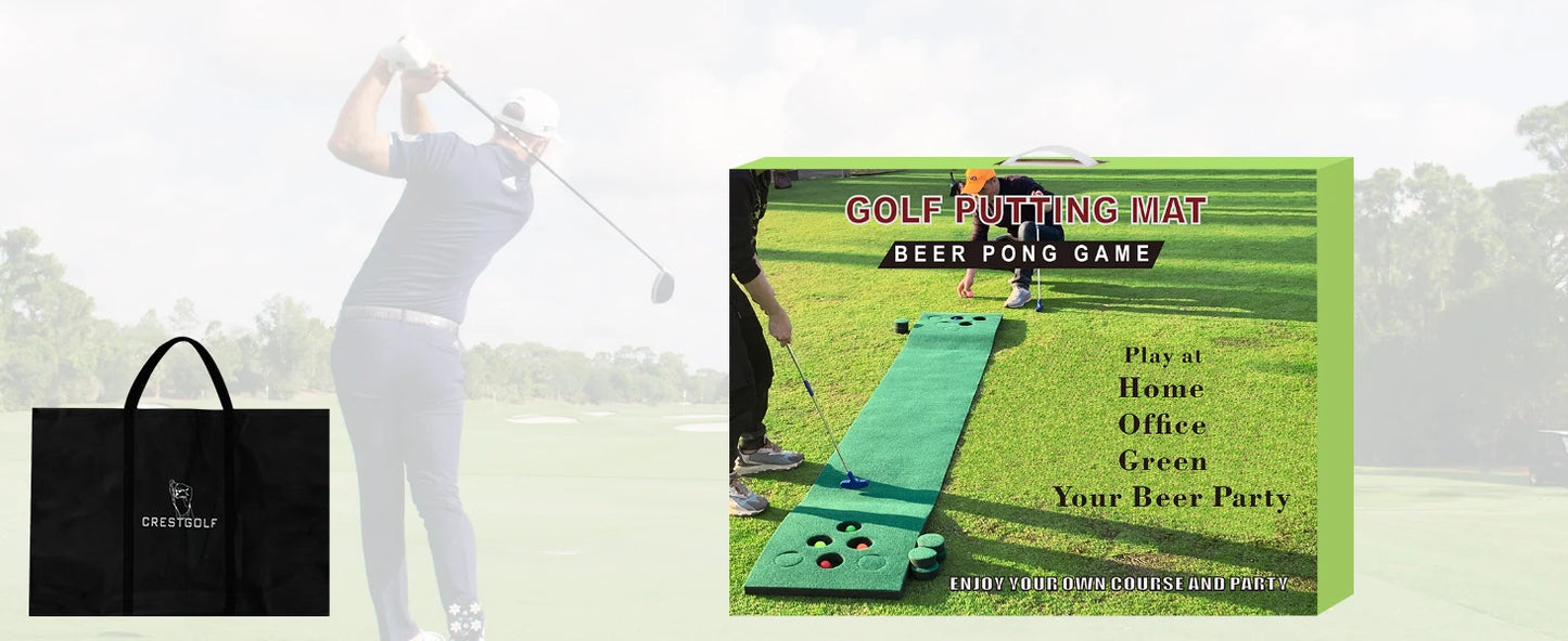 Golf Pong Putting Game Set – Indoor & Outdoor Training Aid with Front Border for Backyard, Office, and Party