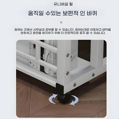 Double-Layer Movable Desk – Bedside Laptop Table with Storage Shelf, White Lift Office & Bedroom Desk