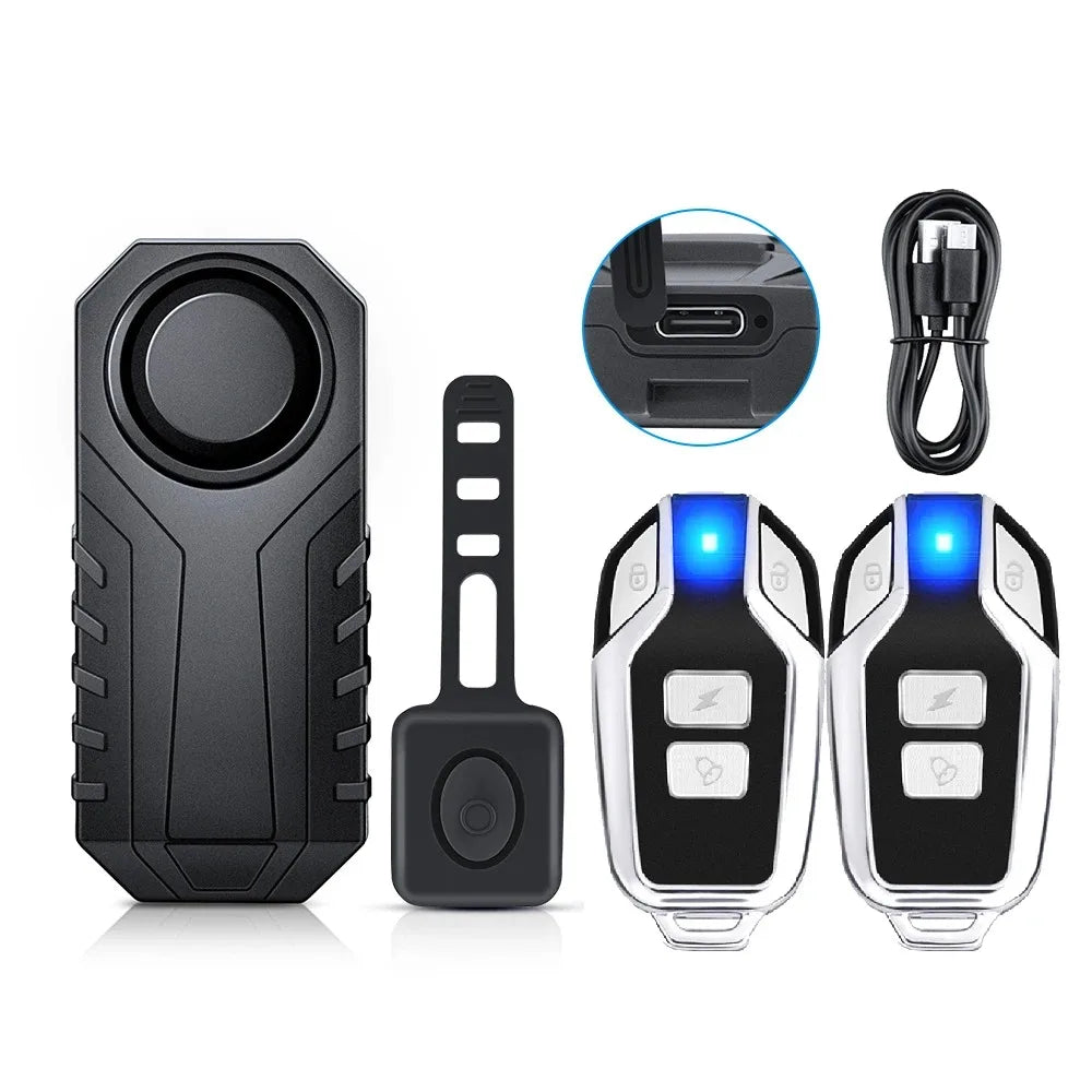 Wsdcam Vibration Bicycle Alarm – USB Rechargeable Anti-Theft Motorcycle Bike Alarm 113 dB Waterproof with Remote Control