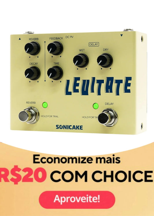 SONICAKE Levitate QDS-02 Dual Footswitch Guitar Effects Pedal – Digital Delay & Reverb Stompbox
