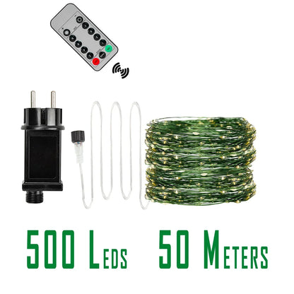 1000 LED Green Wire Fairy String Lights | Waterproof Christmas Tree & Holiday Decor, US/EU Plug 110V/220V