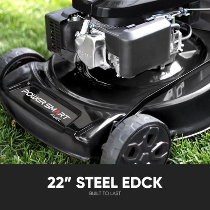Self-Propelled Gas Lawn Mower — 22" 170CC OHV Engine, 3-in-1, Rear-Wheel Drive, 6-Position Height Adjustment
