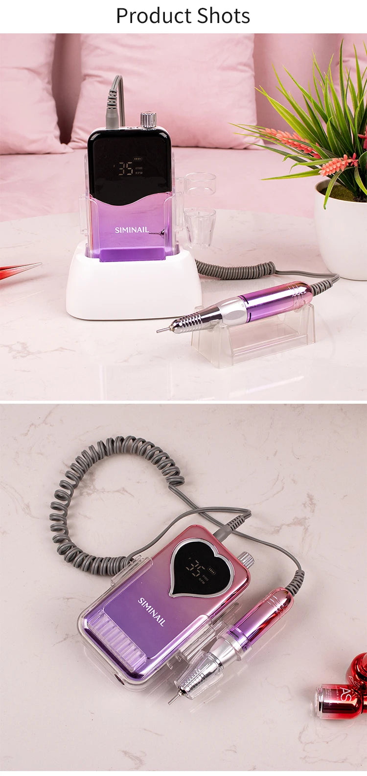 SIMINAIL Professional Nail Drill Machine – 35000RPM Portable Electric Nail File with Rechargeable E-File Bit Kit