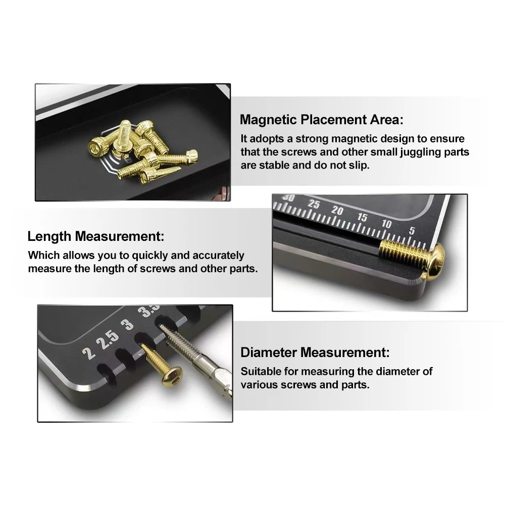 9IMOD RC Screw Tray – Magnetic Aluminum Alloy Storage Plate for RC Airplane, Car, Boat Repair Tools