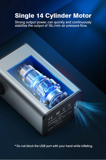 CYCLAMI A3 Ultralight Electric Bike Pump – 100 PSI Portable Tire Inflator for MTB, Road Bike & Motorcycle, Aluminum Alloy