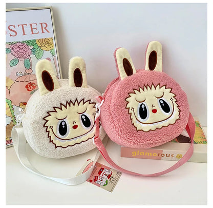 Labu Cartoon Crossbody Plush Bag – Kids Backpack & Shoulder Bag Doll Change Purse, Perfect Gift for Girls