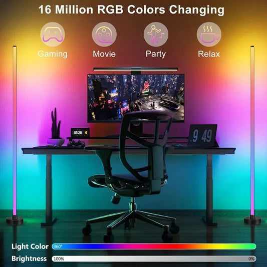 Smart LED Floor Lamp – RGB Music Sync, Remote & APP Control, Timer Modern Mood Standing Lamp for Living Room & Gaming Corner Lighting