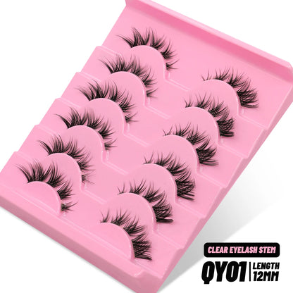 GROINNEYA Cat Eye Lashes – Faux Mink Wispy Winged Fake Eyelashes for Natural Elongated Look