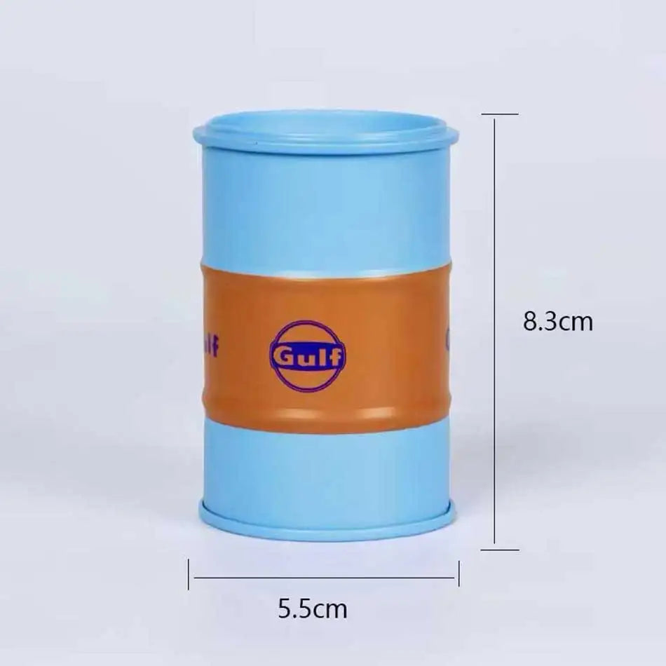 Iron Mini Oil Drum Model – Chemistry Car Desktop Decoration & Storage Box War Games Scene Toy for Boys