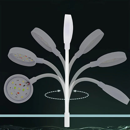 LED Aquarium Light with Adapter – Clip-On Full Spectrum USB Light, 360° Rotating for Fish Tanks