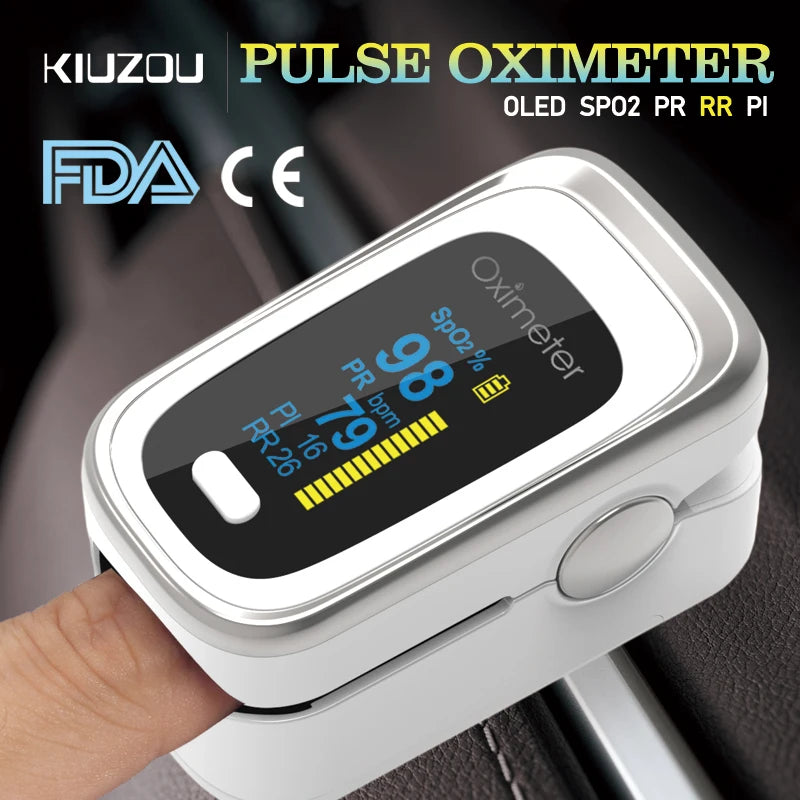 Kiuzou Medical Portable Finger Pulse Oximeter – Blood Oxygen, Heart Rate, Saturation Monitor with OLED Display