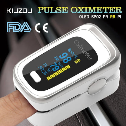 Kiuzou Medical Portable Finger Pulse Oximeter – Blood Oxygen, Heart Rate, Saturation Monitor with OLED Display