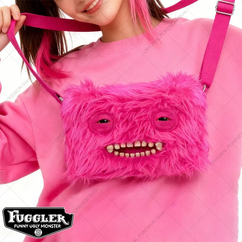 Original Fuggler Ugly Teeth Monster Plush Crossbody Bag – Kawaii Screech Mr. Buttons Shoulder Doll Gift