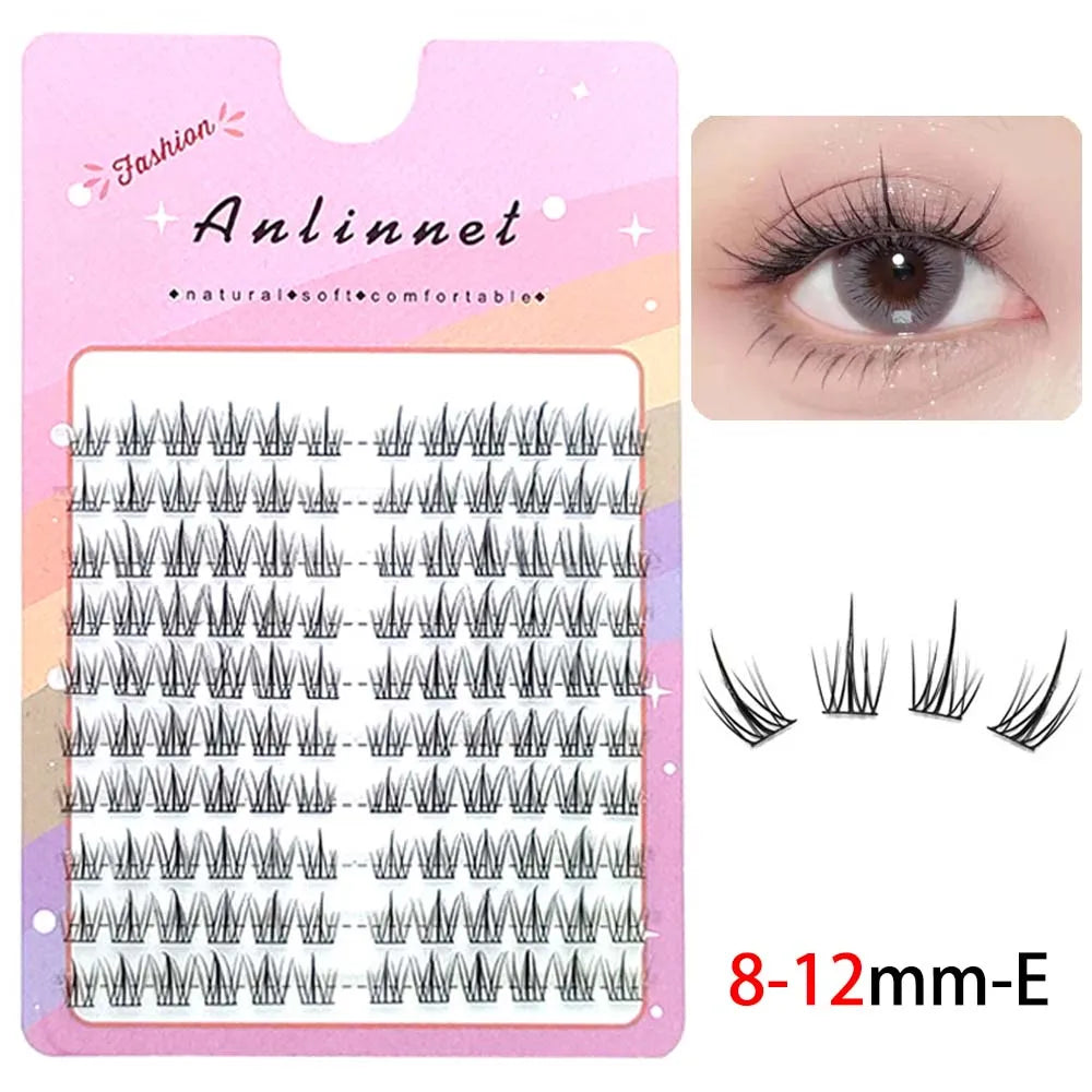 5D Mink Manga Lashes - Fluffy Individual & Natural False Eyelashes, Korean Makeup, Lazy Trilogy Cluster Lashes