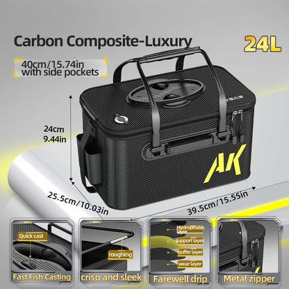 YUZHIYUAN Foldable Fishing Container – Portable Live Fish Bucket with Large Capacity EVA Water Bucket